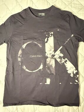 Calvin Klein Black Crewneck Tee with White Logo